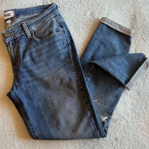 PAIGE Verdugo Cuffed Hem Ankle Jeans Distressed Medium Wash Size 30